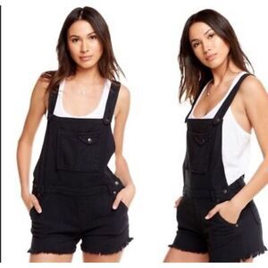 Chaser Black Y2K Denim Short Overalls Shorteralls Women’s M Medium Free People